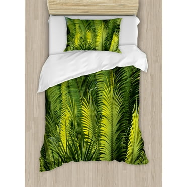 Palm Trees Exotic Plants Print Details about / Nature Quilted Bedspread /& Pillow Shams Set